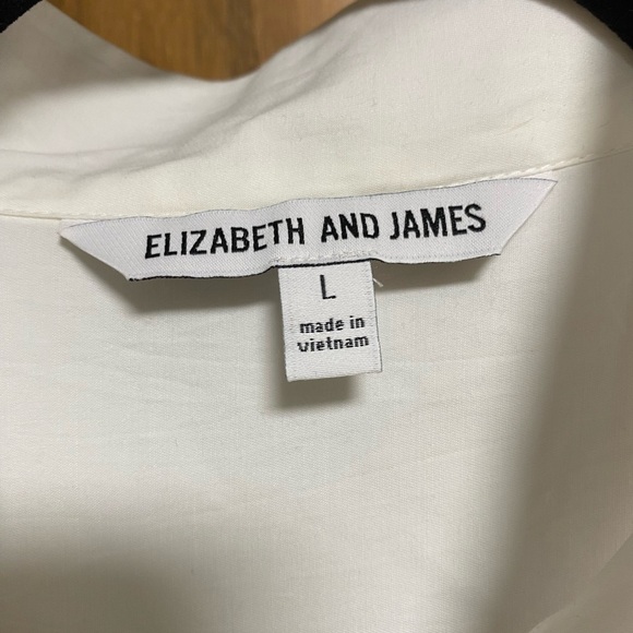 Elizabeth and James Women's Size L Crisp White Solid Long Sleeve Shirt - Picture 2 of 7